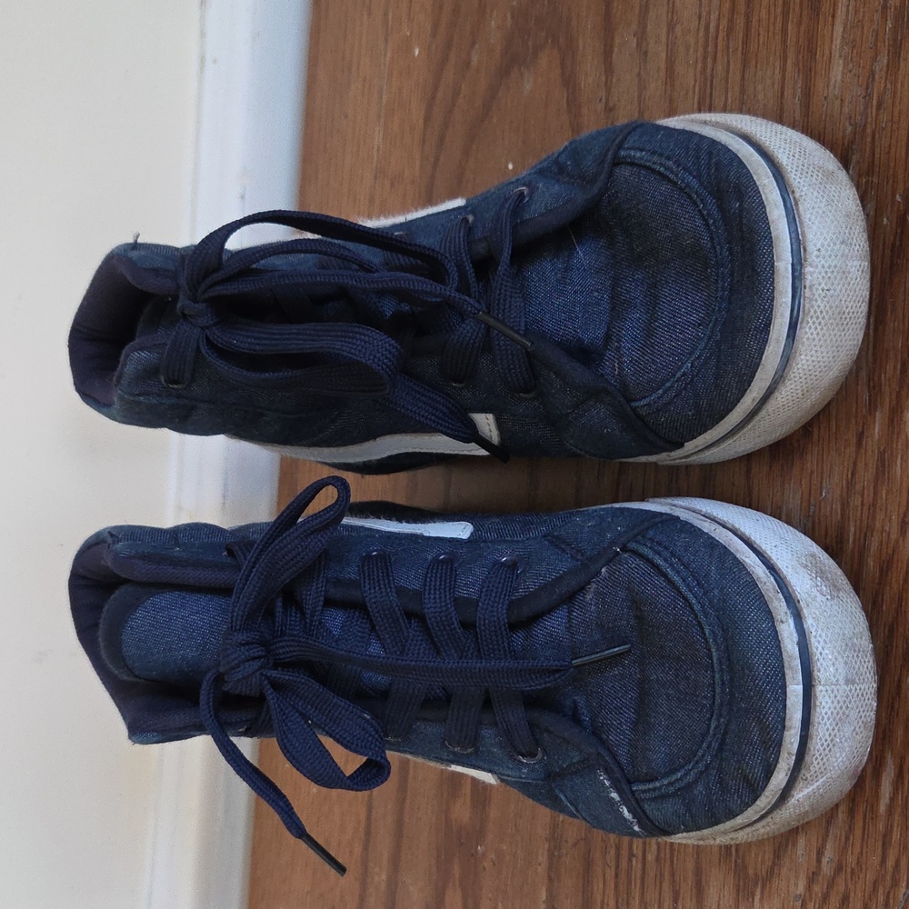 Navy Kids High-Top Sneakers with White Stripe